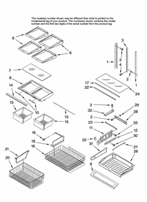 Shelf Parts, Optional Parts (not Included) Diagram and Parts List for GB2026PEKW12  Amana Refrigerator