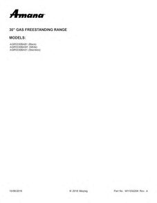 Cover Sheet Diagram and Parts List for AGR5330BAS1  Amana Range