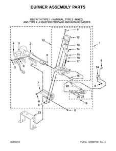 Burner Assembly Parts Diagram and Parts List for MLE20PDCZW0  Maytag Washer Dryer Combo