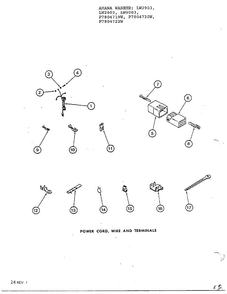 Power Cord, Wire And Terminals Diagram and Parts List for P7804719W  Amana Washer