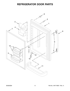 Refrigerator Door Parts Diagram and Parts List for ABB1924BRB05  Amana Refrigerator