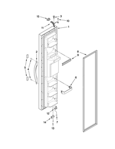 Freezer Door Parts Diagram and Parts List for CS25CFXTQ02  Crosley Refrigerator