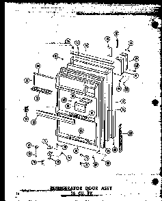 Refrigerator Door Assy 16 Cu. Ft. Diagram and Parts List for T16W-P60303-8W  Amana Refrigerator