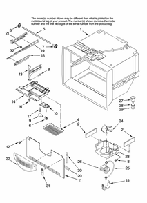 Freezer Liner Parts Diagram and Parts List for GB2026PEKW12  Amana Refrigerator