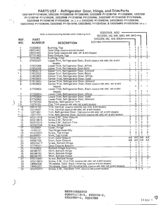 Refrigerator Door, Hinge, Trim Parts Page 2 Diagram and Parts List for SXD25MP-2  Amana Refrigerator