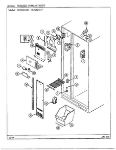 Freezer Compartment Diagram and Parts List for 621640  Admiral Refrigerator