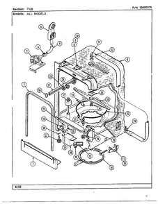 Tub Diagram and Parts List for DWU7300A  Maytag Dishwasher