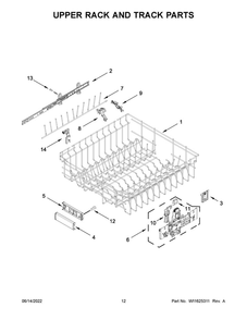 Upper Rack And Track Parts Diagram and Parts List for JDPSS244LM2  Maytag Dishwasher