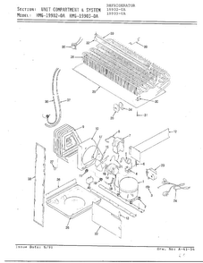 Unit Compartment And System Diagram and Parts List for 19903-0A  Admiral Refrigerator