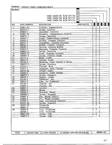 Fresh Food Compartment Page 2 Diagram and Parts List for 22404-0C  Admiral Refrigerator