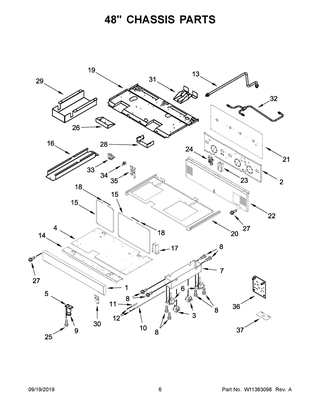 48" Chassis Parts Diagram and Parts List for JGRP548HM00  Maytag Range