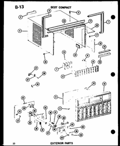 Exterior Parts (13-3mw/p54974-21r) Diagram and Parts List for 109-5PE P54975-32R Amana Air Conditioner