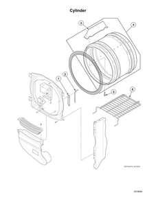 Cylinder Diagram and Parts List for ADE6HRYS177TW01  Speed Queen Dryer