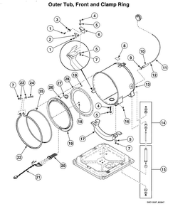 Tub Assy Diagram and Parts List for LTZA9AWN  Speed Queen Washer Dryer Combo