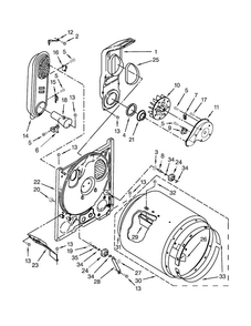 Bulkhead Parts Diagram and Parts List for NGD4655EW1  Amana Dryer