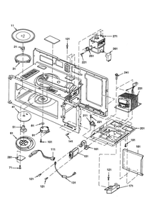 Magnetron/Transformer/Turntable Diagram and Parts List for MVH250W-P1323204M  Amana Microwave