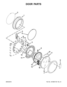 Door Parts Diagram and Parts List for MHN33PDCGW0  Maytag Washer