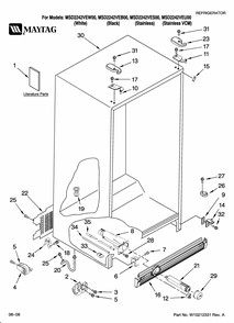 Cabinet Parts Diagram and Parts List for MSD2242VES00  Maytag Refrigerator