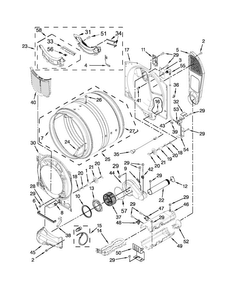 Bulkhead Parts Diagram and Parts List for MED6000XR1  Maytag Dryer