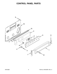 Control Panel Parts Diagram and Parts List for YMER8800FZ4  Maytag Range