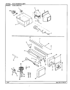 Ice Maker And Bin Diagram and Parts List for 20022-0A  Admiral Refrigerator
