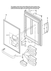 Refrigerator Door Parts Diagram and Parts List for ABL2527FES12  Amana Refrigerator