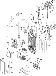 Upper Assembly Diagram and Parts List for U6420-900  Hoover Upright Vacuum