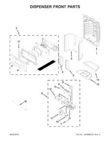 Dispenser Front Parts Diagram and Parts List for MFI2570FEE01  Maytag Refrigerator