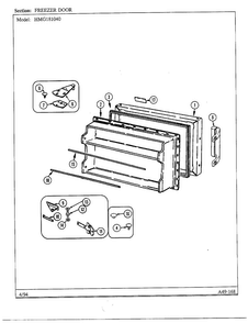 Freezer Door Diagram and Parts List for 181040  Admiral Refrigerator