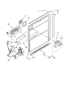Door And Latch Parts Diagram and Parts List for JDB3000AWB1  Jenn-Air Dishwasher