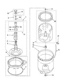Agitator, Basket And Tub Parts Diagram and Parts List for 4KMVWC405WQ0  Maytag Washer