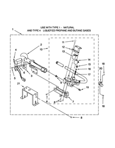 Burner Assembly Parts Diagram and Parts List for MGDE201YW2  Maytag Dryer