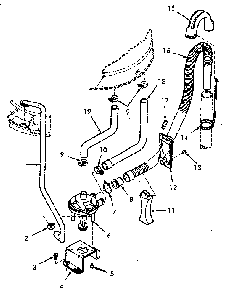 Pump Assembly, Bracket And Hoses Diagram and Parts List for NA8631W33921  Speed Queen Washer