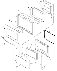 Door Diagram and Parts List for JJW9330DDS  Jenn-Air Wall Oven