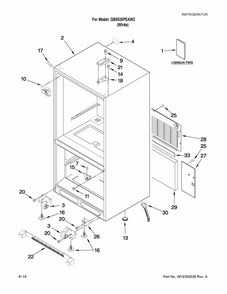 Cabinet Parts Diagram and Parts List for GB5525PEAW2  Maytag Refrigerator