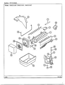 Ice Maker Diagram and Parts List for HMG-231667  Admiral Refrigerator