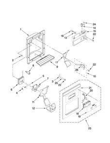 Dispenser Front Parts Diagram and Parts List for ASD2522WRS07  Amana Refrigerator