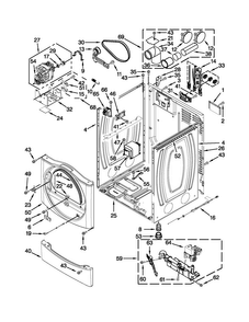 Cabinet Parts Diagram and Parts List for MDG25PDAGW2  Maytag Dryer