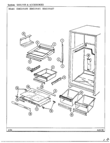 Shelves And Accessories Diagram and Parts List for 191650  Admiral Refrigerator
