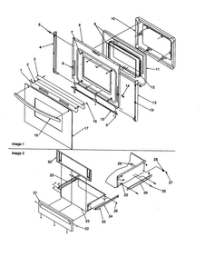 Oven Door And Storage Drawer Diagram and Parts List for ZRTC8500E-P1143803NE  Amana Range