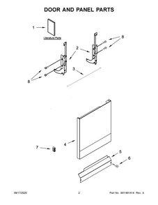 Door And Panel Parts Diagram and Parts List for ADB1400AGB3  Maytag Dishwasher