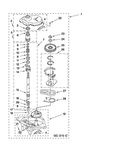 Gearcase Parts Diagram and Parts List for NTW4880YQ0  Amana Washer