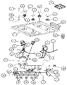 Upper Burner Section Diagram and Parts List for RLT365U  Caloric Range