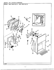 Ice & Water Dispenser Diagram and Parts List for 19922-7A  Admiral Refrigerator