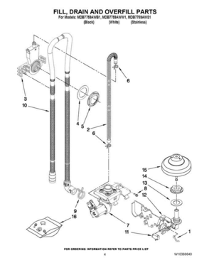 04 - Fill, Drain And Overfill Parts Diagram and Parts List for MDB7759AWS1  Maytag Dishwasher