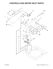 Controls And Water Inlet Parts Diagram and Parts List for ATW4675EW0  Admiral Washer