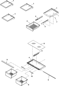 Refrigerator Shelving Diagram and Parts List for ABR1922FES0  Amana Refrigerator