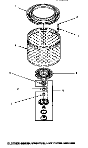 Clothes Guard/washtub/lint Filter & Hub Diagram and Parts List for LW4303L-P1163304WL  Amana Washer