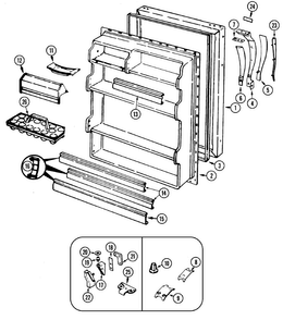 Fresh Food Door Diagram and Parts List for RB19KA-2AD-BL52A  Magic Chef Refrigerator