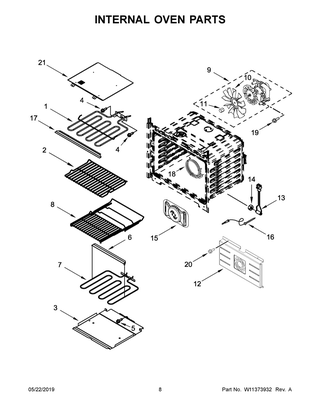 Internal Oven Parts Diagram and Parts List for JMW2430IL02  Maytag Microwave Oven Combo